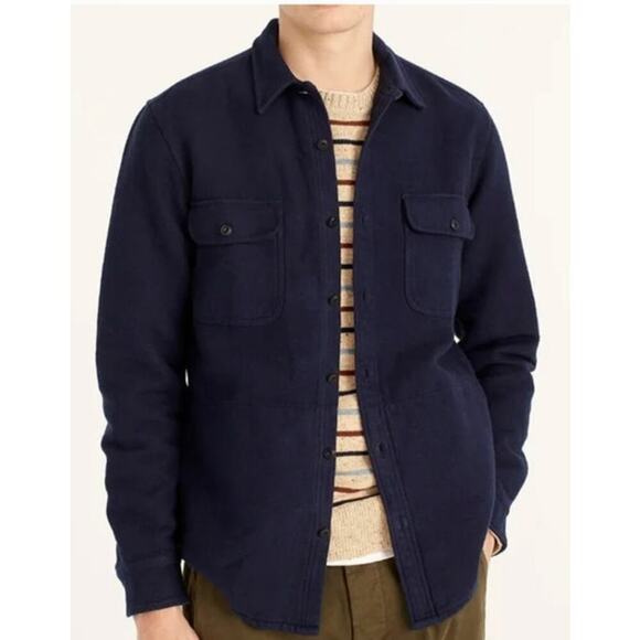 J. Crew Heavyweight Chamois Workshirt Utility 100% Cotton Navy Blue NWT Medium - Picture 1 of 10